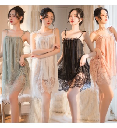 Aesthetic Lace Plus Size Chemise - Elegant All-Season Loungewear Set