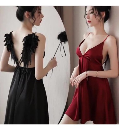 Elegant Angel Wing Lingerie Chemise - Sheer Lace Teddy Sleepwear for Bedroom Lounge