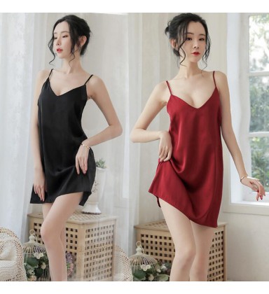 New Deep V-Neck Silky Chemise - Sensual Alluring Lingerie