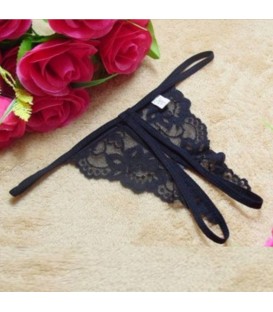 Open-Crotch G-String Panties - Sheer Plus Size Lace Underwear