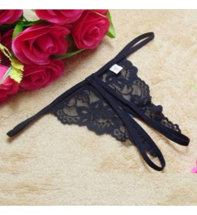 Open-Crotch G-String Panties - Sheer Plus Size Lace Underwear