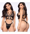 Black Lace Strappy Lingerie Set - Adjustable Seductive Underwear