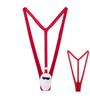 Men's Deep V Santa Claus Jumpsuit Stretchy Romper